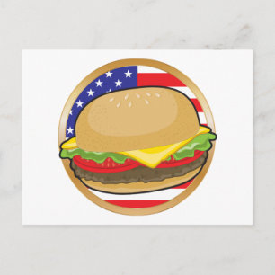 Hamburger American Flag Postcard