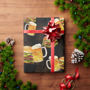 Hamburger and beer wrapping paper
