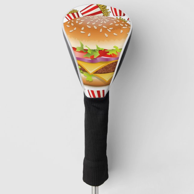 Hamburger and fries golf head cover (Front)