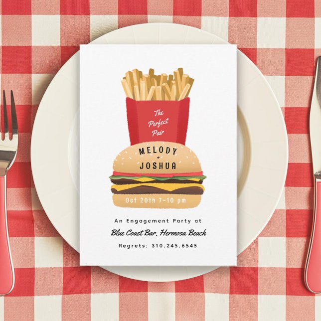 Hamburger and Fries Perfect Pair Couple’s Shower   Invitation (Creator Uploaded)