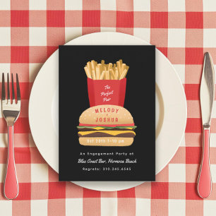 Hamburger and Fries Perfect Pair Couple’s Shower   Invitation