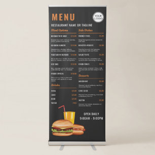Hamburger And Hot Dog Diner Restaurant Custom Menu Retractable Banner