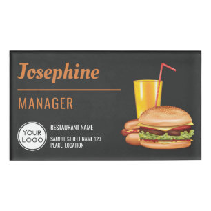 Hamburger And Hot Dog Fast Food Restaurant Custom Name Tag