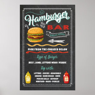 Hamburger Bar Menu Party Sign