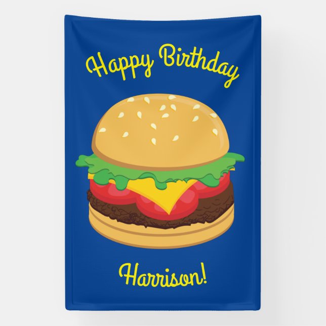 Hamburger Birthday Party Burger Banner (Vertical)