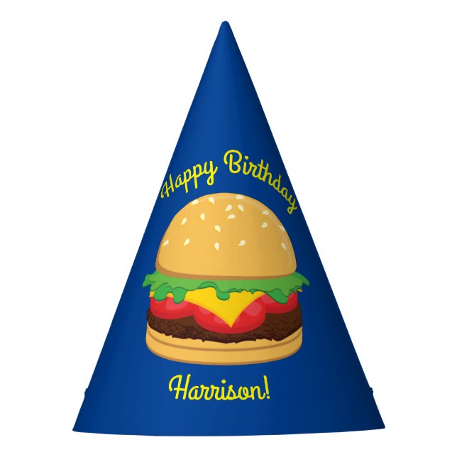 Hamburger Birthday Party Burger Hat (Front)