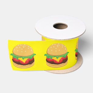 Hamburger Birthday Party Burger Satin Ribbon