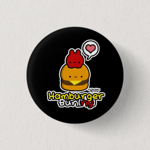Hamburger Bun(ny) Button (Black)