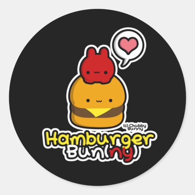 Hamburger Bun(ny) Stickers (Black) (Front)