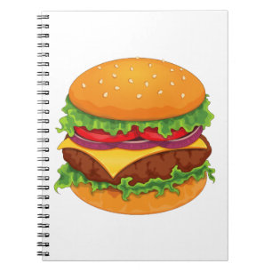 Hamburger Burger Beef Pork Meat Meal Cheddar Notebook