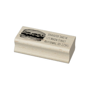 Hamburger Burger Cheeseburger Picnic Food Address Rubber Stamp