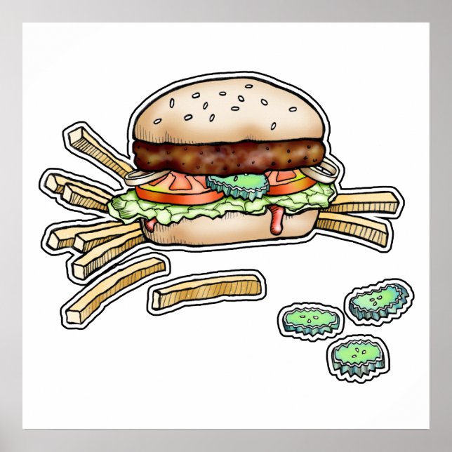 HAMBURGER ( BURGER) & FRIES POSTER (Front)