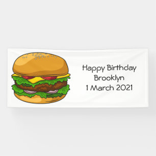 Hamburger cartoon illustration banner