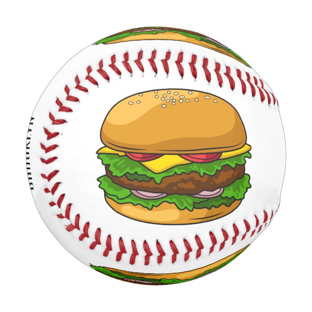 Hamburger cartoon illustration  baseball (Front Left)