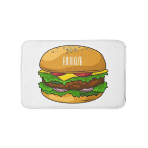 Hamburger cartoon illustration bath mat