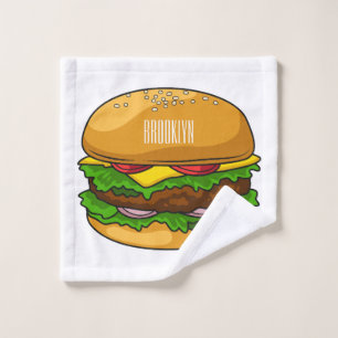 Hamburger cartoon illustration  bath towel set