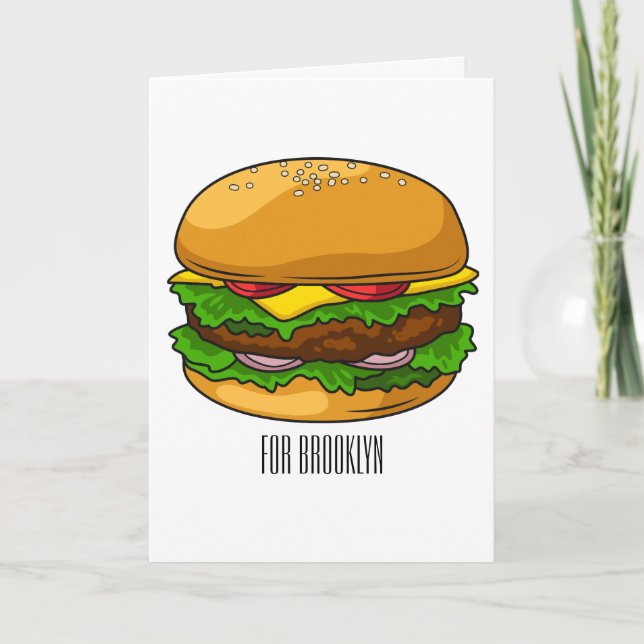 Hamburger cartoon illustration  card (Front)