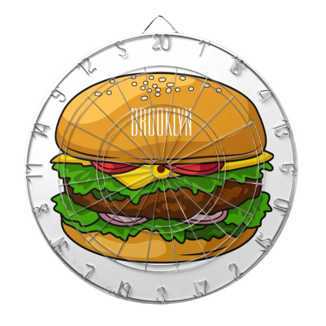 Hamburger cartoon illustration dartboard (Front)