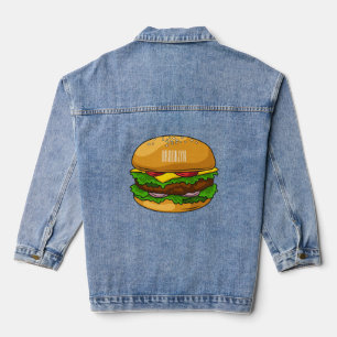 Hamburger cartoon illustration denim jacket