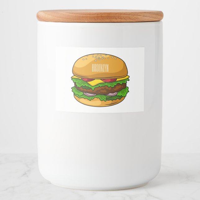 Hamburger cartoon illustration  food label (Front)