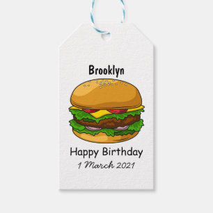 Hamburger cartoon illustration gift tags