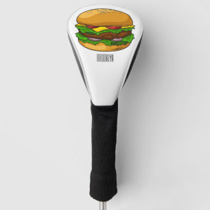 Hamburger cartoon illustration golf head cover