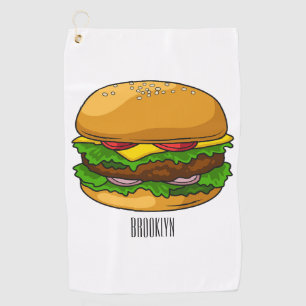 Hamburger cartoon illustration  golf towel