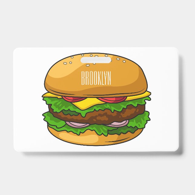 Hamburger cartoon illustration  ID badge (Front)