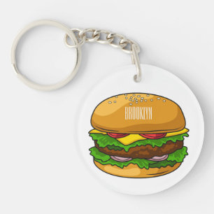 Hamburger cartoon illustration  key ring