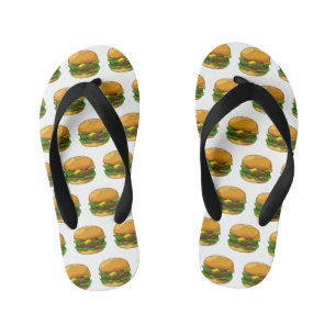 Hamburger cartoon illustration kid's flip flops