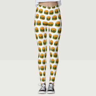 Hamburger cartoon illustration leggings