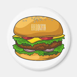 Hamburger cartoon illustration magnet