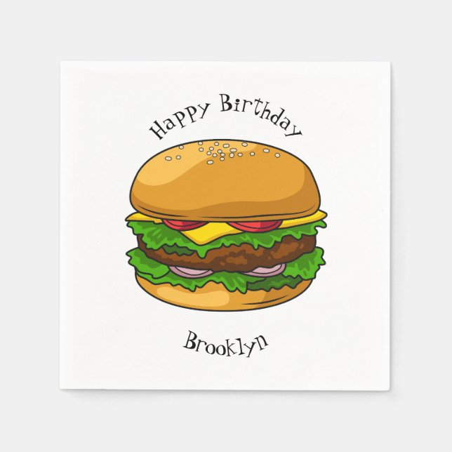 Hamburger cartoon illustration napkin (Front)