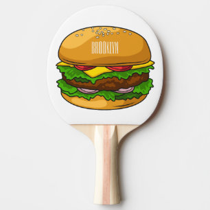 Hamburger cartoon illustration ping pong paddle