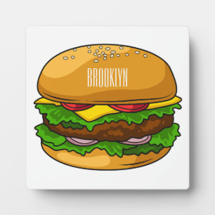 Hamburger cartoon illustration plaque