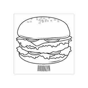 Hamburger cartoon illustration rubber stamp