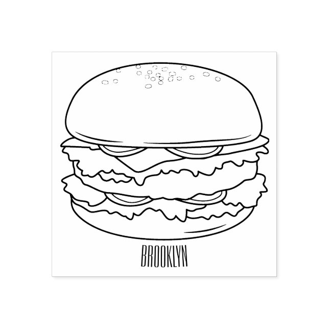 Hamburger cartoon illustration rubber stamp (Imprint)