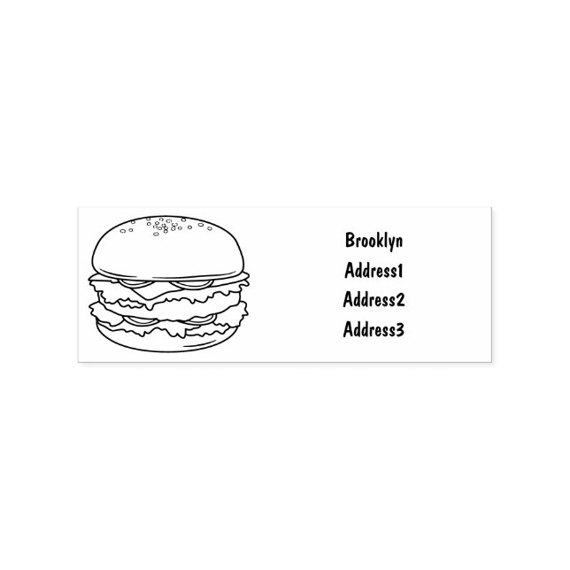 Hamburger cartoon illustration rubber stamp (Imprint)