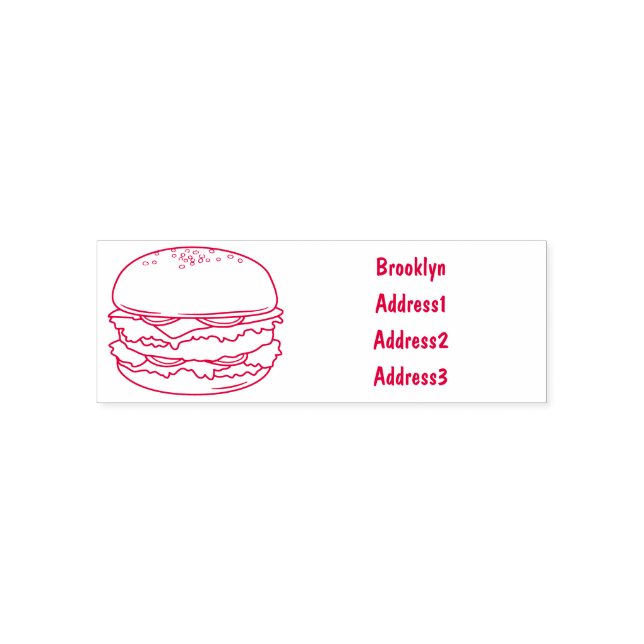 Hamburger cartoon illustration self-inking stamp (Design)