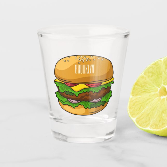 Hamburger cartoon illustration shot glass (Front)