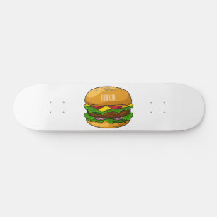 Hamburger cartoon illustration skateboard
