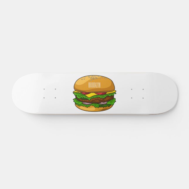 Hamburger cartoon illustration skateboard (Horz)