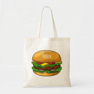 Hamburger cartoon illustration  tote bag