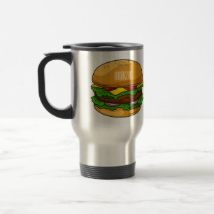 Hamburger cartoon illustration travel mug