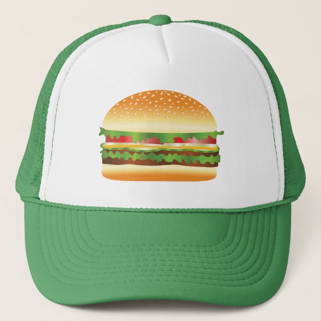 Hamburger Cartoon Illustration Trucker Hat (Front)