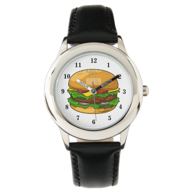 Hamburger cartoon illustration watch (Front)