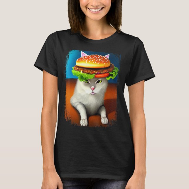 Hamburger Cat  Catburger Burger Purr Meow Cat  4 T-Shirt (Front)