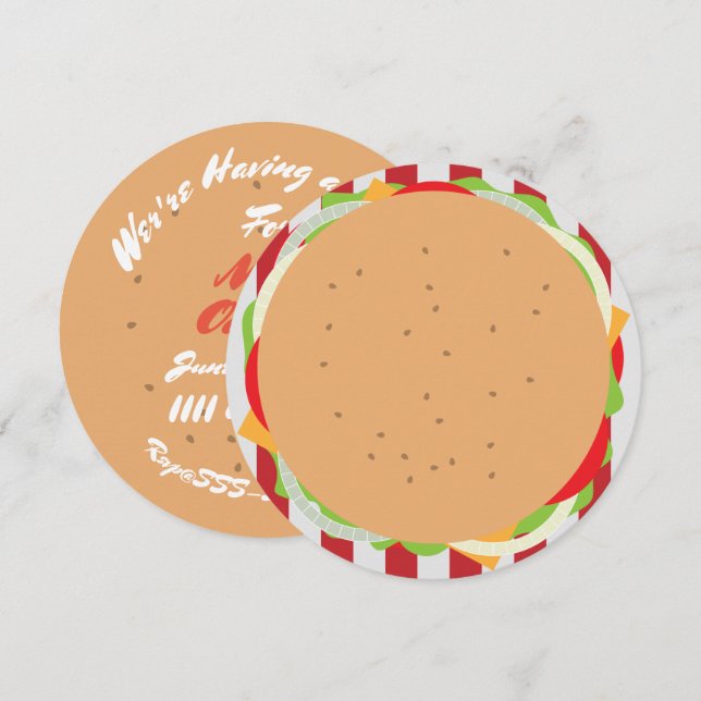 Hamburger cheeseburger cute cafe invitation (Front/Back)