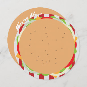 Hamburger cheeseburger cute cafe invitation