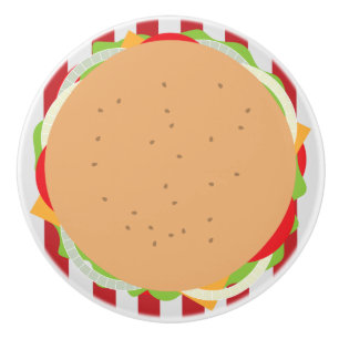 Hamburger cheeseburger cute cafe look striped ceramic knob